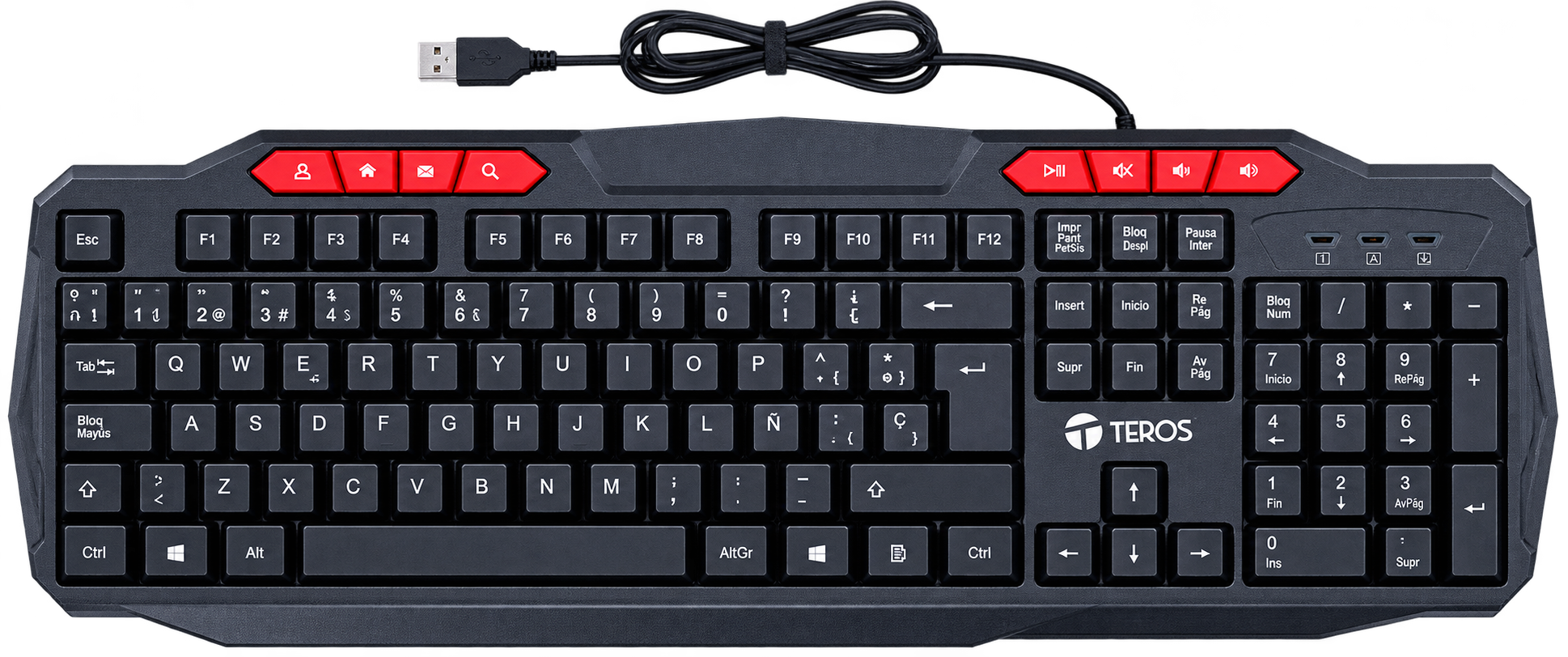 Kit 4 en 1 Teclado + Mouse + Auriculares + Mousepad TEROS TE-5014S - vista 2