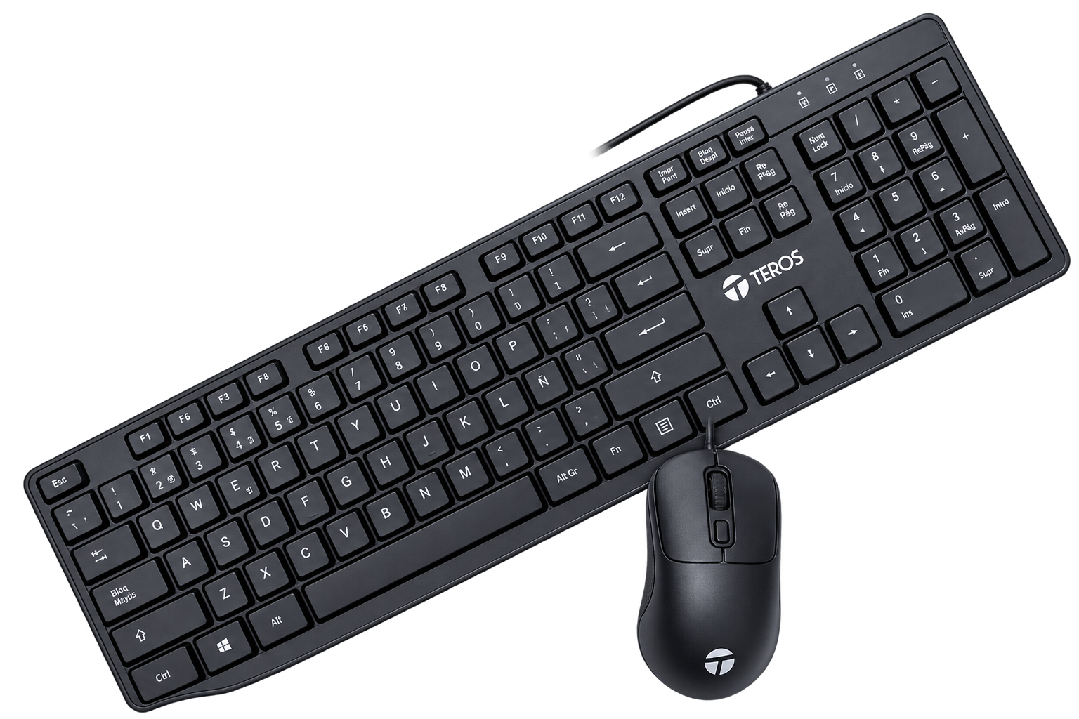 Kit Teclado + Mouse TEROS TE-5019S, tecla COPILOT (solo teclado), negro